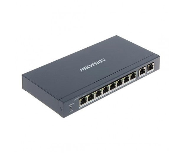 HIKVISION SWITCH DI RETE 8 PORTE POE 10/100MBPS + 2 PORTE 10/100/1000MBPS 60W NON GESTIONABILE | DS-3E0310P-EM